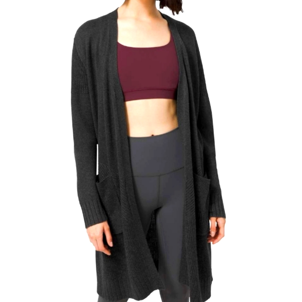 NWT Lululemon Sincerely Yours Wrap Sweater Heathered Deep Coal Size Large - Picture 2 of 12